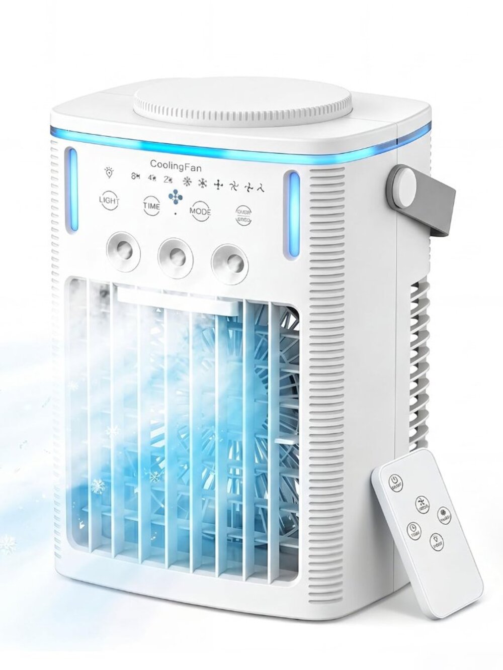 Portable Evaporative Air Cooler, Ultra-Quiet Mini AC Fan, 1000ml, Remote, Timer